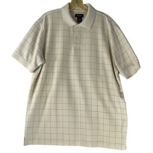 Vintage Van Heusen Light Yellow Plaid Polo Shirt Men’s Medium